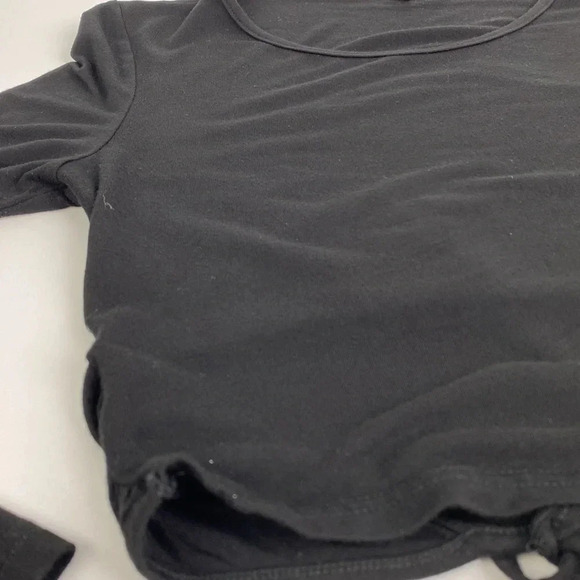 3/$15 Basic casual tie back long sleeve round neck scoop crop neck top small - Picture 7 of 13